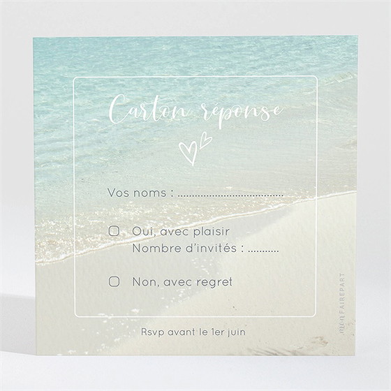 Carton réponse mariage paradis sur plage