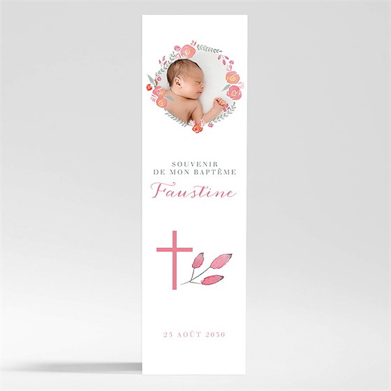 Signet baptême cadre de fleurs magnet