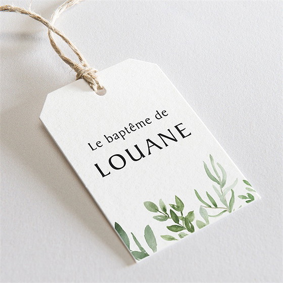 Etiquette baptême kraft végétal