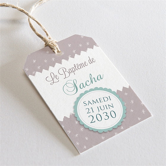 Etiquette baptême colombe et banderoles