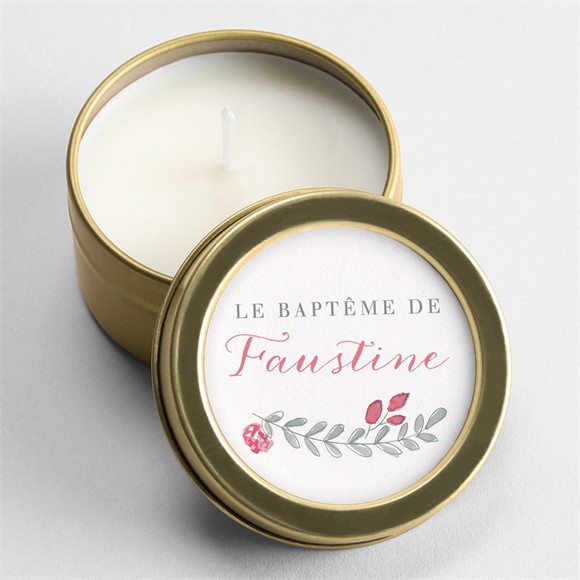 Bougie baptême Cadre de fleurs réf.N360778