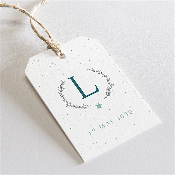 Etiquette baptême initiale argentée