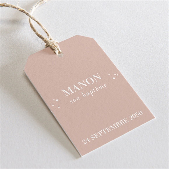 Etiquette baptême Rose thé réf.N291203