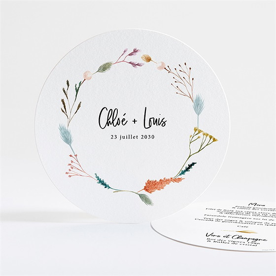 Menu mariage art champêtre rond