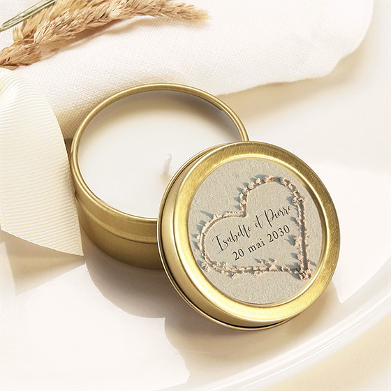 Bougie mariage dans le sable or