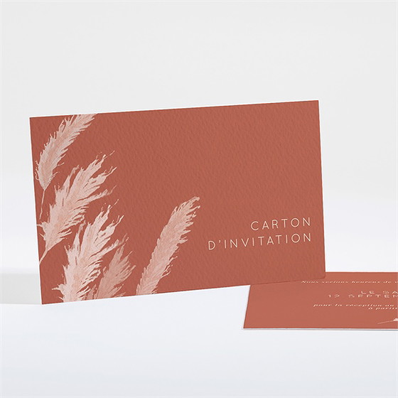 Carton d'invitation mariage terracotta pampa