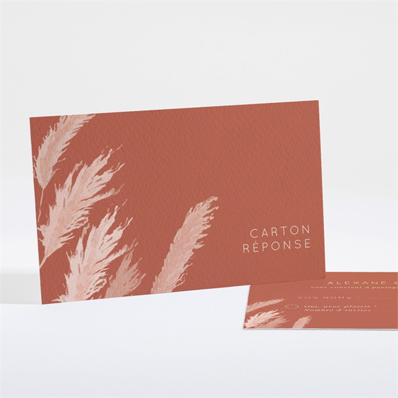 Carton réponse mariage Terracotta pampa réf.N161222