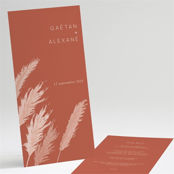 Menu mariage Terracotta pampa réf.N221185