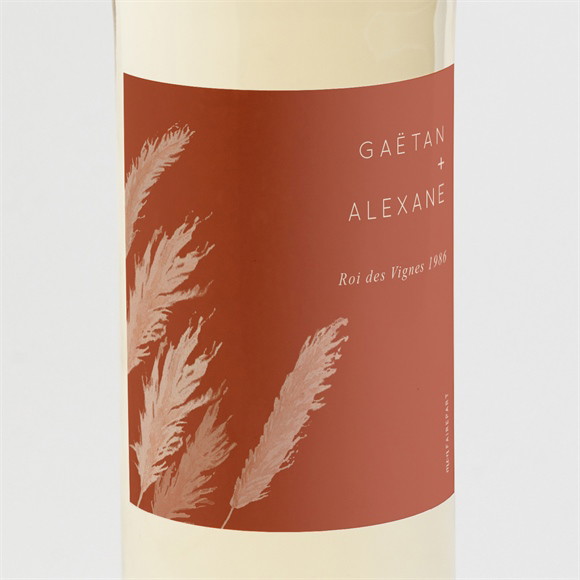 Etiquette de bouteille mariage Terracotta pampa réf.N3001779