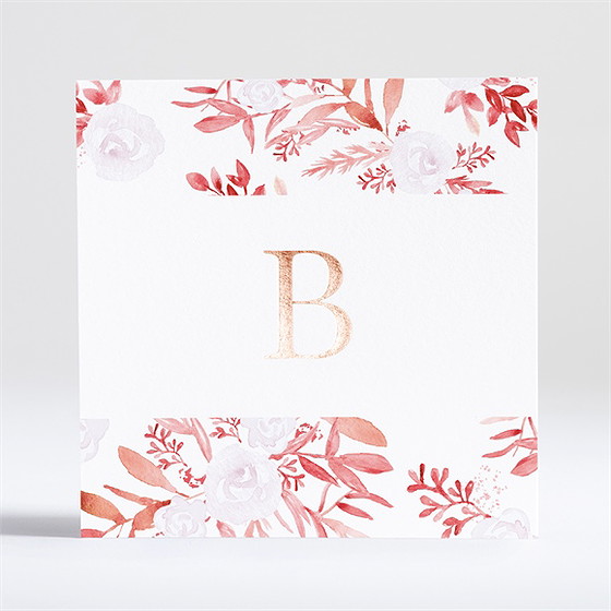 Remerciement décès gravure et initiale cuivré