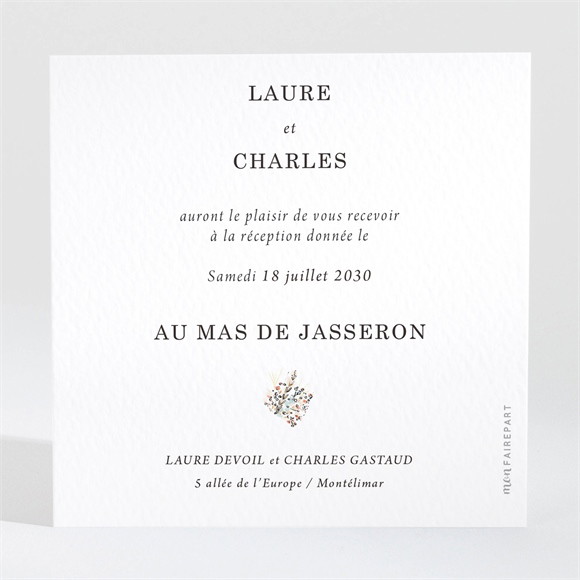 Carton d'invitation mariage Belle Intimité réf.N3001766