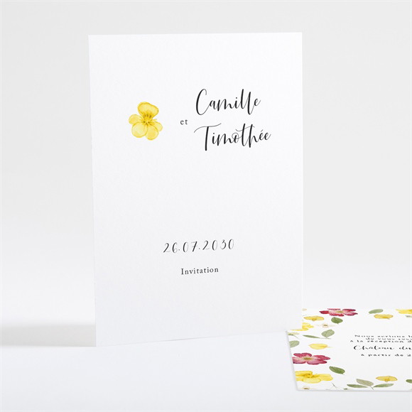 Carton d'invitation mariage Aquarelle de fleurs séchées réf.N25130