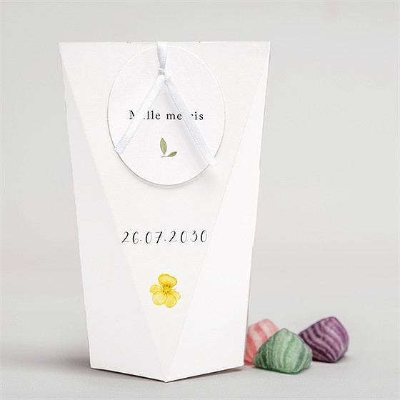 Boîte surprise mariage aquarelle de fleurs séchées