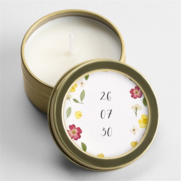 Bougie mariage Aquarelle de fleurs séchées réf.N360841