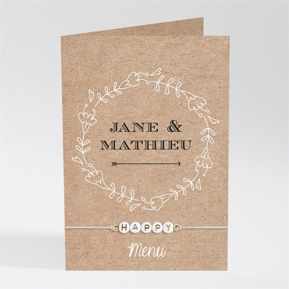Menu mariage Kraft en folie bracelet réf.N401857