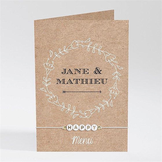 Menu mariage kraft en folie bracelet