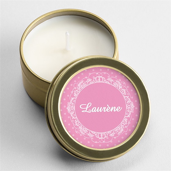 Bougie communion mon cadre rose