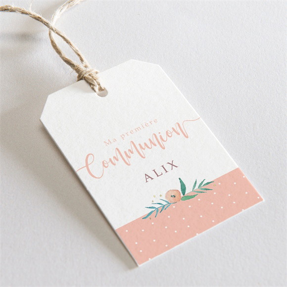 Etiquette communion Rose tendre réf.N291257