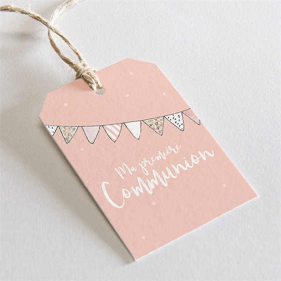 Etiquette communion banderoles de fanions