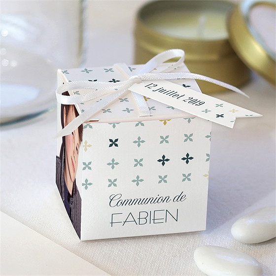 Boîte de dragées communion ambiance art déco