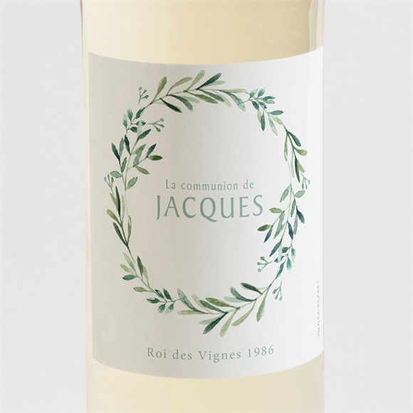 Etiquette de bouteille communion Végétal et dorure réf.N3001828