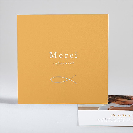 Remerciement communion jaune et or