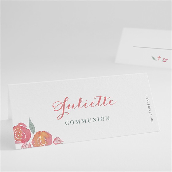 Marque-place communion couronne aquarelle