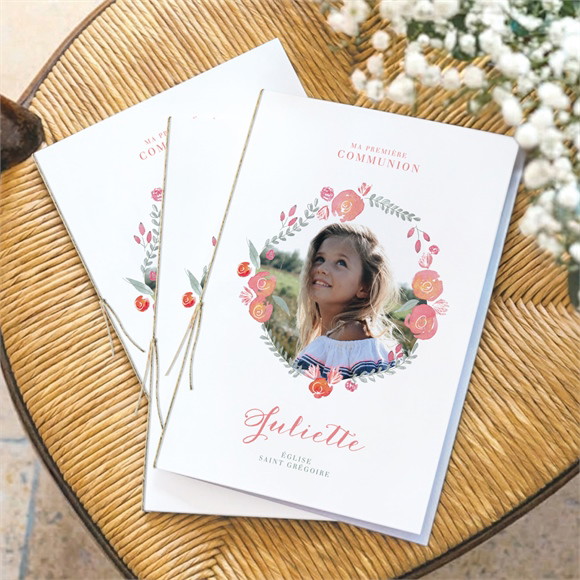 Livret de messe communion Couronne aquarelle réf.N491330