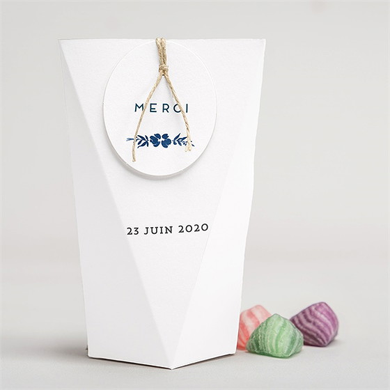 Boîte surprise mariage aquarelle bleue