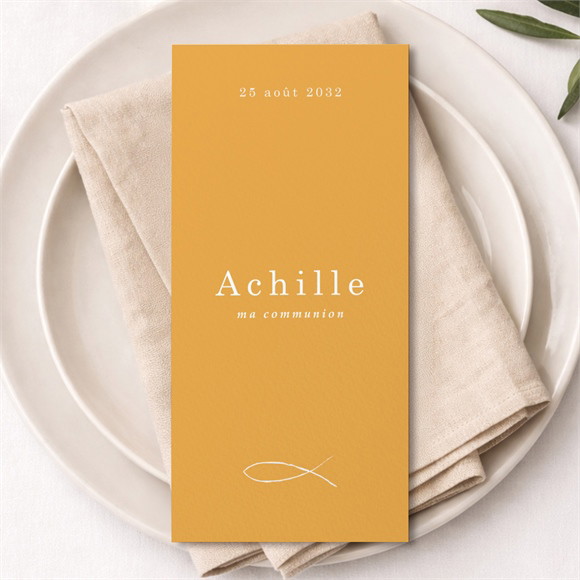 Menu communion Jaune et Or réf.N221217