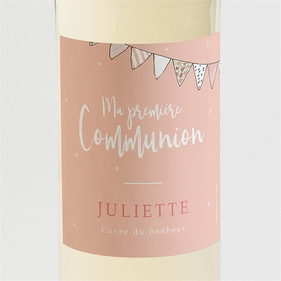 Etiquette de bouteille communion banderoles de fanions