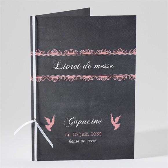 Livret de messe communion Dentelle Rose réf.N491340