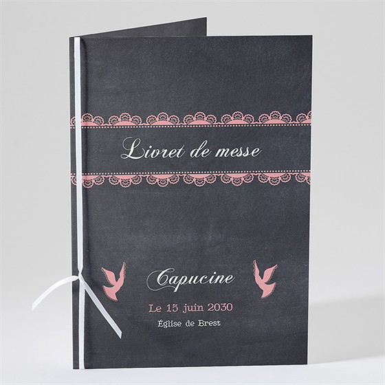 Livret de messe communion dentelle rose