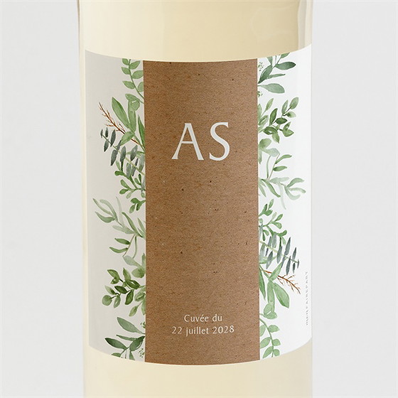 Etiquette de bouteille mariage fougères