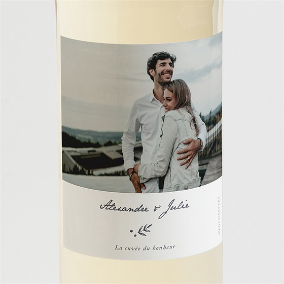 Etiquette de bouteille mariage feuillages