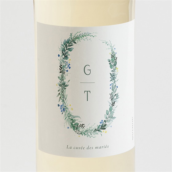 Etiquette de bouteille mariage poésie d'aquarelle