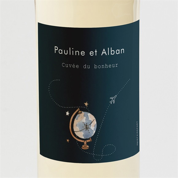 Etiquette de bouteille mariage Notre Passeport réf.N3001873