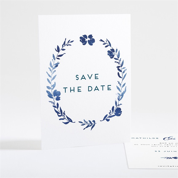 Save the Date mariage Aquarelle bleue réf.N25152