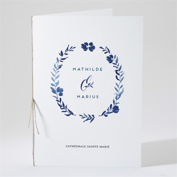 Livret de messe mariage Aquarelle bleue réf.N491361