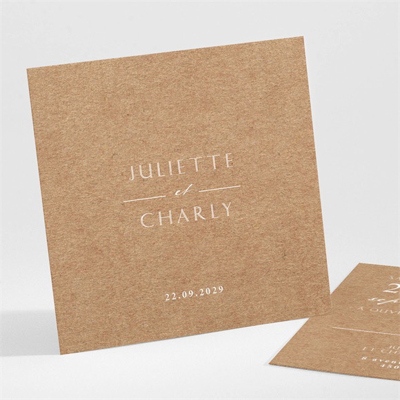 Carton d'invitation mariage Kraft épuré réf.N301415