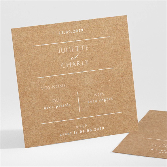 Carton réponse mariage Kraft épuré réf.N301416