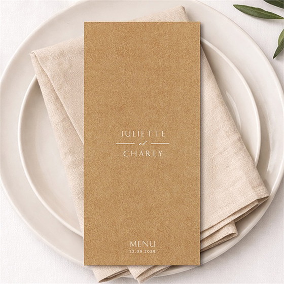 Menu mariage kraft épuré