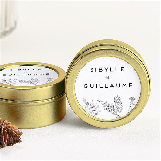 Bougie mariage gravure florale