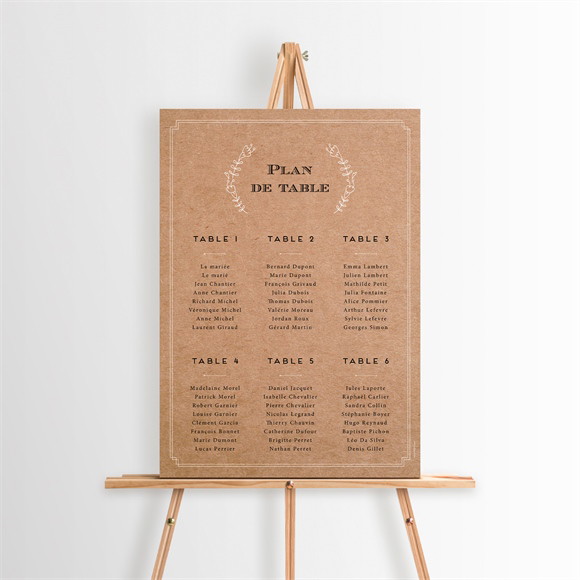 Plan de table mariage Kraft vintage réf.N26080