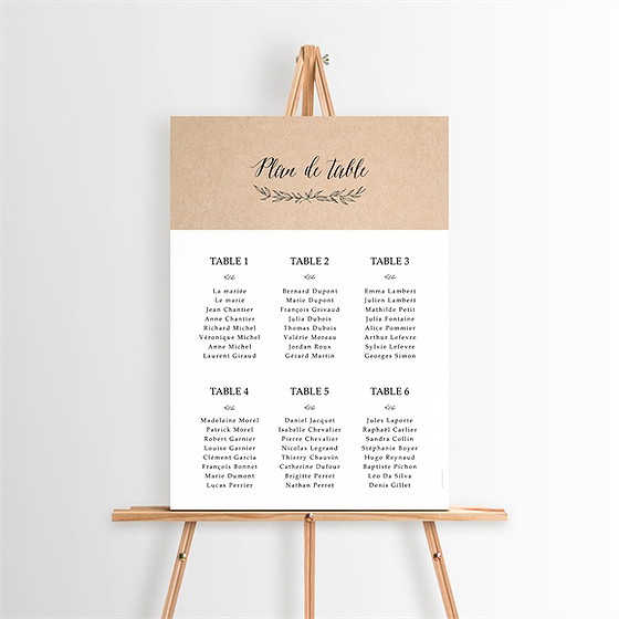 Plan de table mariage douce harmonie