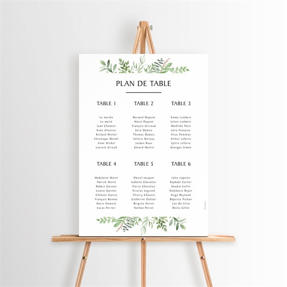 Plan de table mariage Feuillage d'été réf.N26092