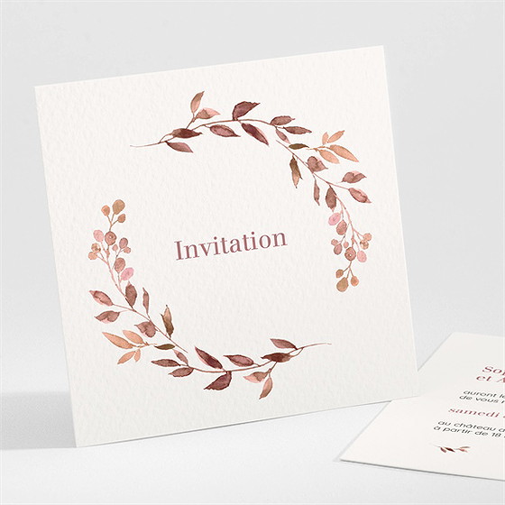 Carton d'invitation mariage poésie cuivrée