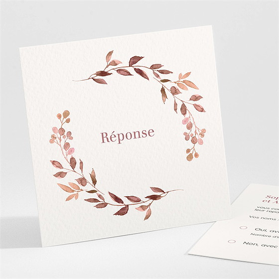 Carton réponse mariage poésie cuivrée