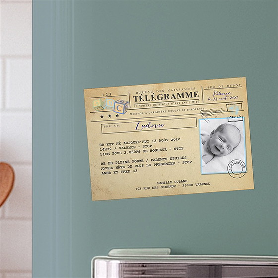 Faire-part naissance mon petit passeport magnet