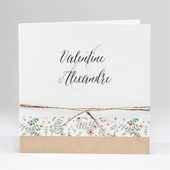 Faire-part mariage fraîcheur d'été carré plié